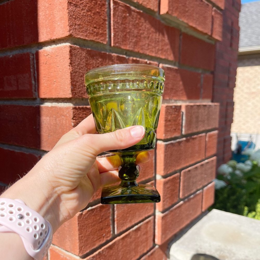✨ Vintage Green Glass Goblet | Vintage